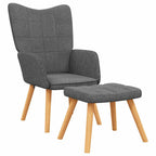 Silla de relajación con reposapiés de tela gris oscuro