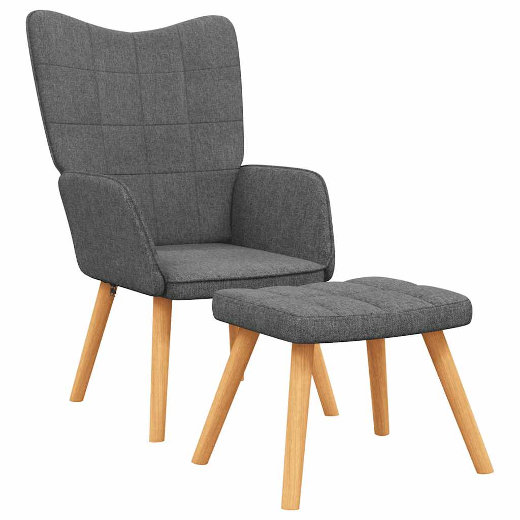 Silla de relajación con reposapiés de tela gris oscuro