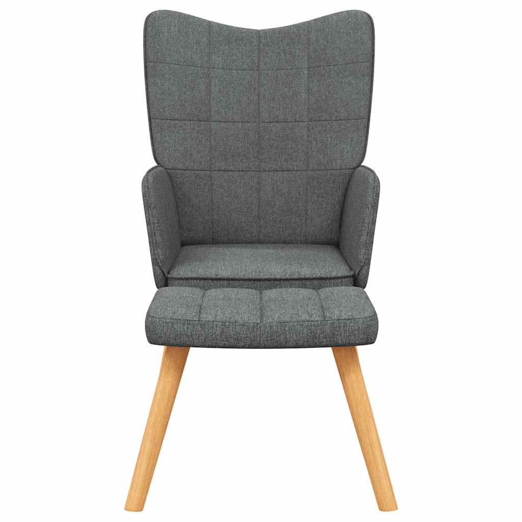 Silla de relajación con reposapiés de tela gris oscuro
