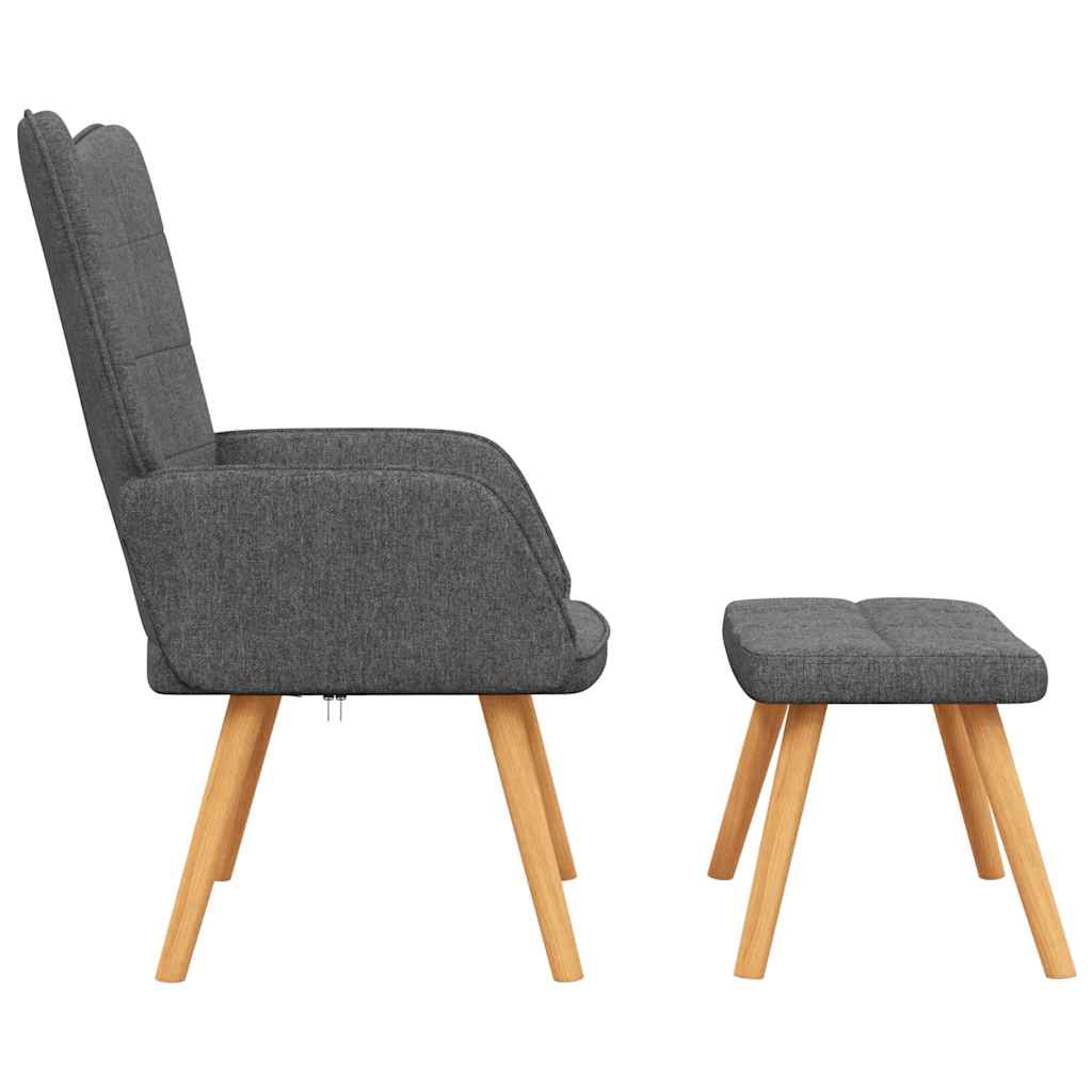 Silla de relajación con reposapiés de tela gris oscuro