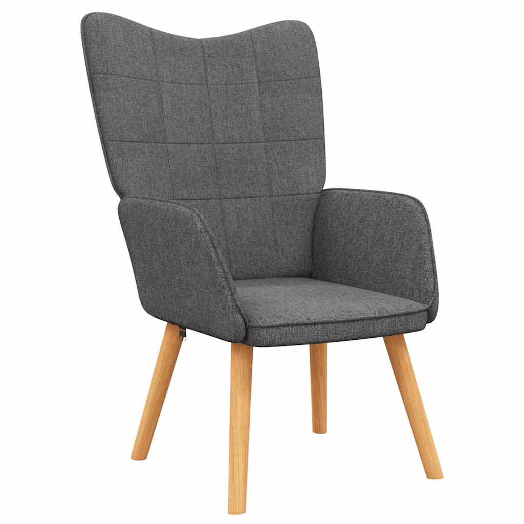 Silla de relajación con reposapiés de tela gris oscuro