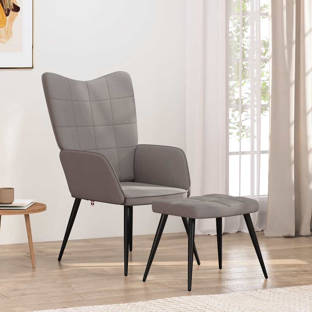 Dark gray fabric relaxation chair with footrest