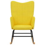 Silla mecedora de tela amarillo mostaza