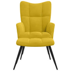 Sillón relajante con taburete de terciopelo amarillo mostaza