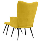 Sillón relajante con taburete de terciopelo amarillo mostaza