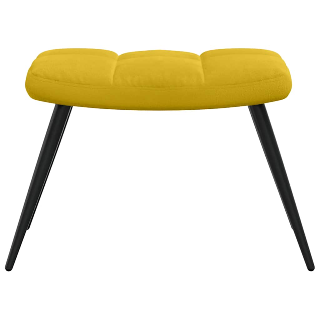 Sillón relajante con taburete de terciopelo amarillo mostaza