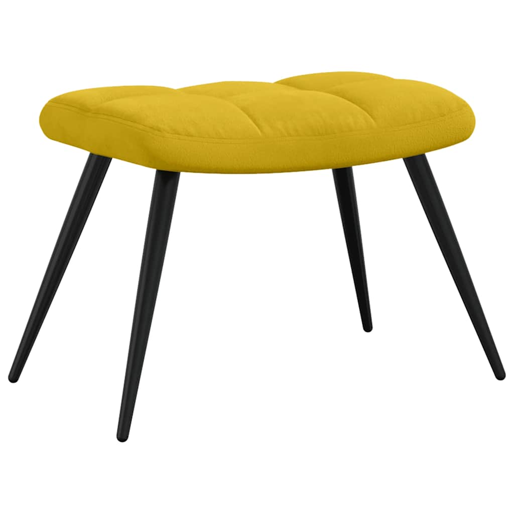 Sillón relajante con taburete de terciopelo amarillo mostaza