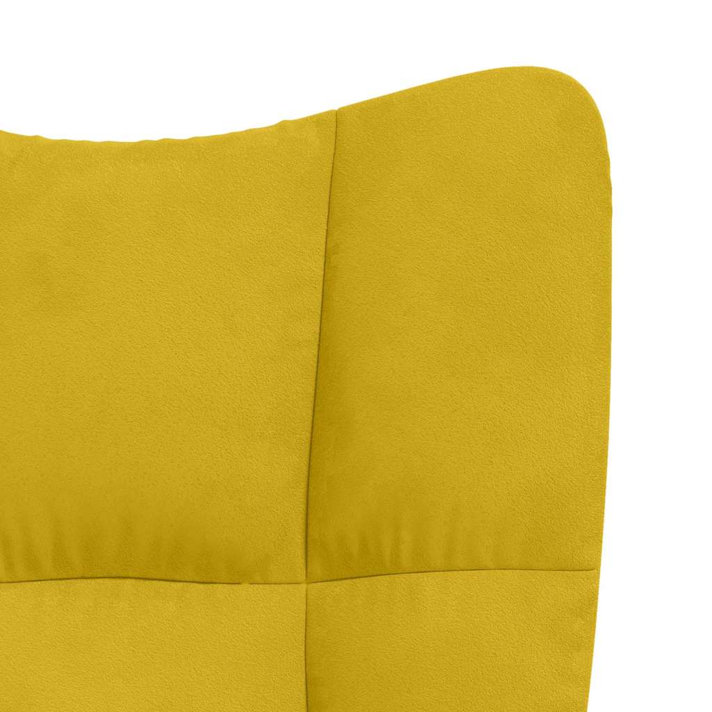Sillón relajante con taburete de terciopelo amarillo mostaza