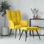 Poltrona relax com pufe de veludo amarelo mostarda