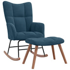 Mecedora con taburete de terciopelo azul