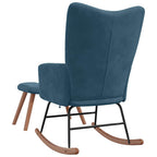 Mecedora con taburete de terciopelo azul