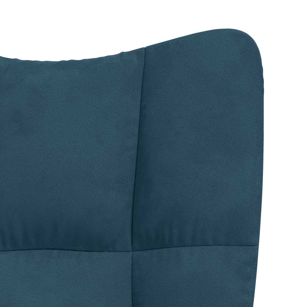 Mecedora con taburete de terciopelo azul