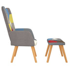 Silla de relajación con reposapiés tela patchwork