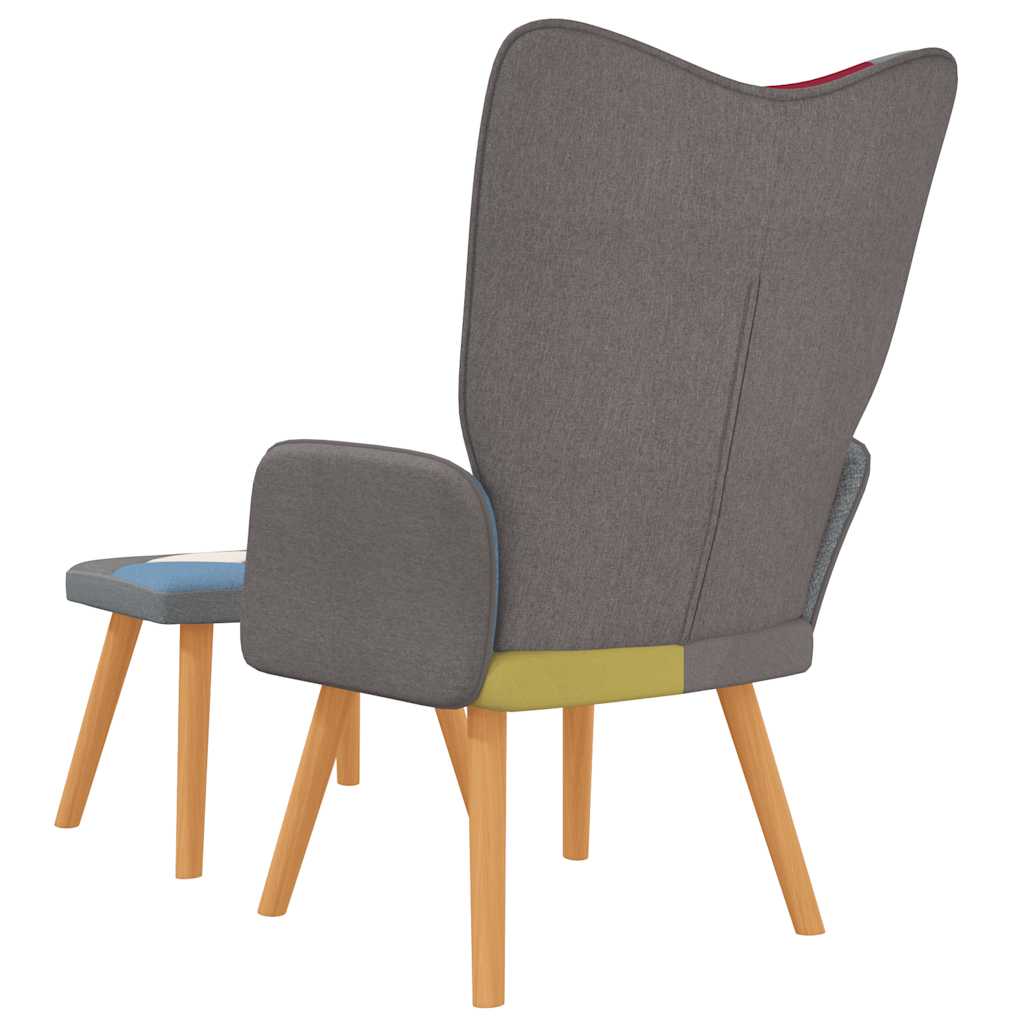 Silla de relajación con reposapiés tela patchwork