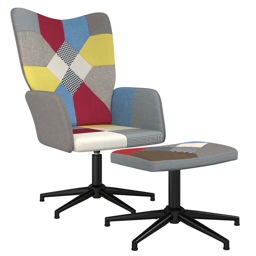 Silla de relax con taburete tela patchwork