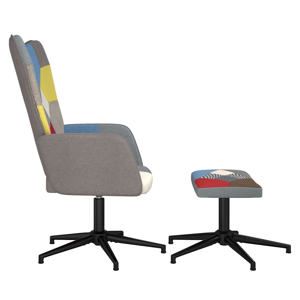 Silla de relax con taburete tela patchwork
