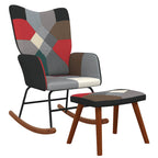 Mecedora con taburete tela patchwork