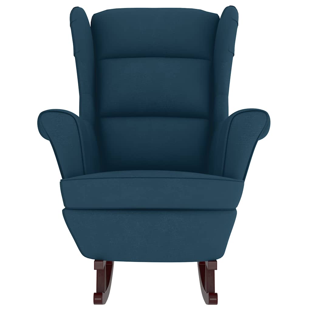 High-back yellow velvet rocking chair, solid wood