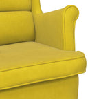 Mecedora con respaldo alto de terciopelo amarillo madera maciza