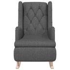 Sillón con patas mecedoras madera caucho terciopelo gris oscuro
