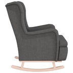 Sillón con patas mecedoras madera caucho terciopelo gris oscuro