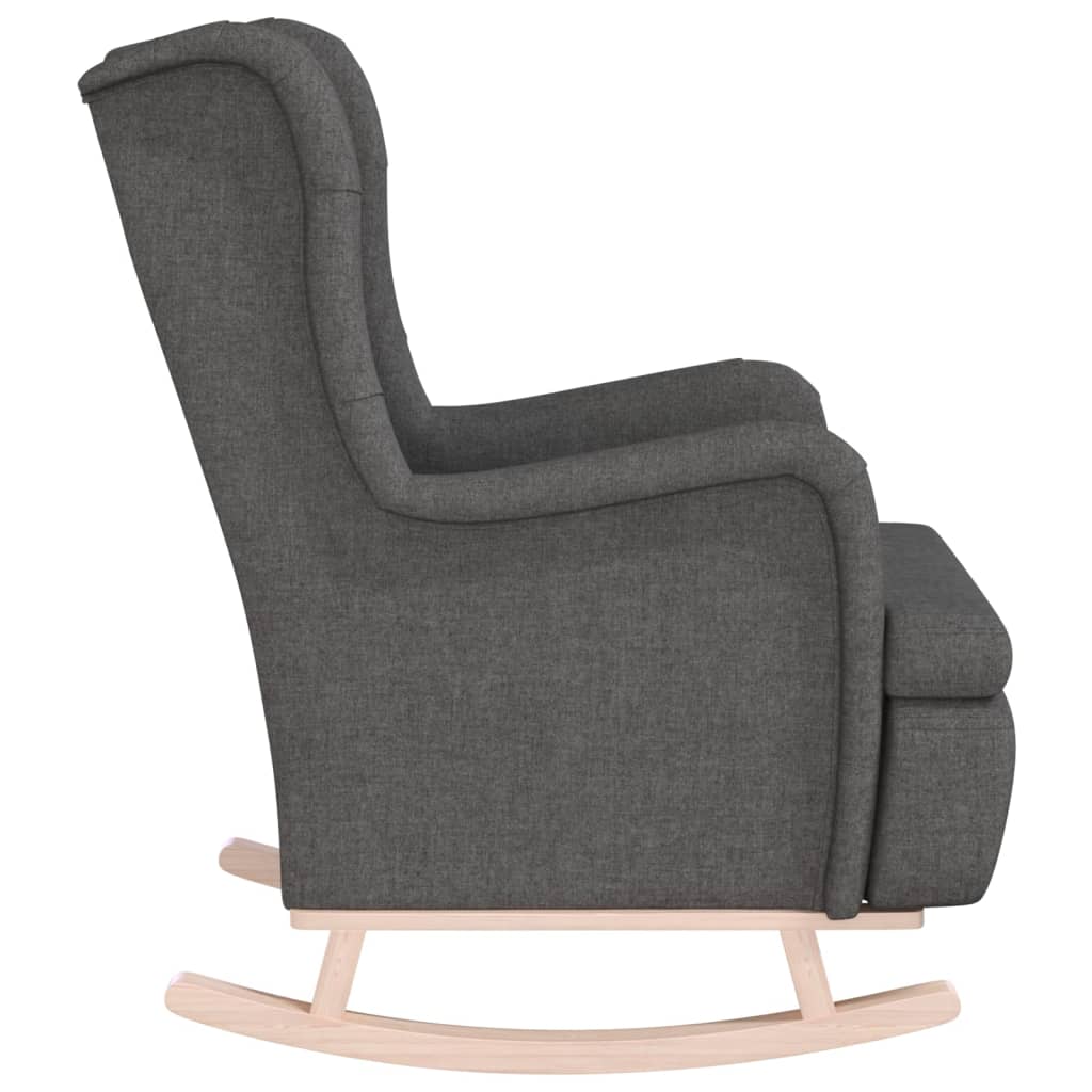 Sillón con patas mecedoras madera caucho terciopelo gris oscuro