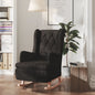 Dark grey velvet rocking armchair with rubber wood legs