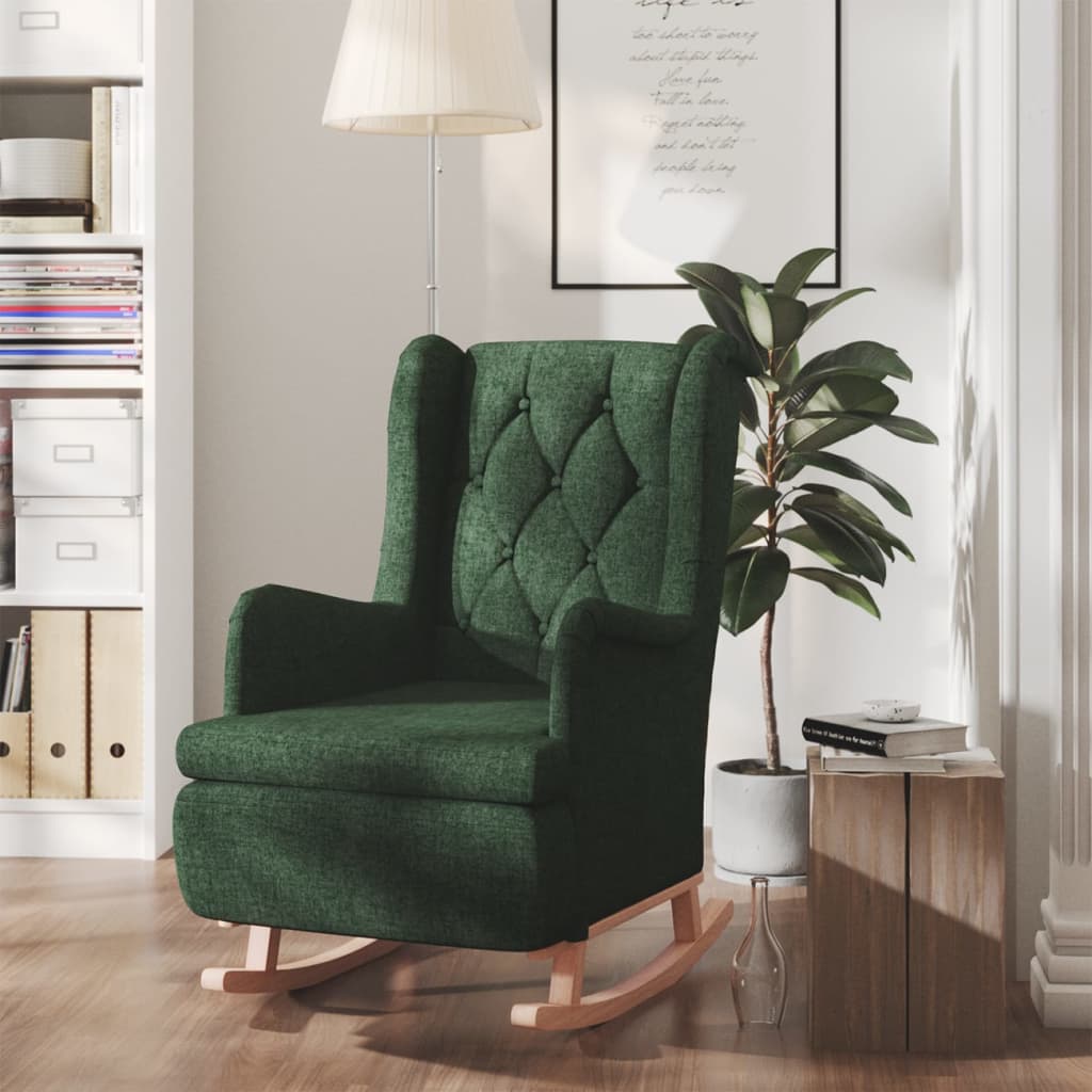 Sillón con patas mecedoras madera caucho terciopelo gris oscuro