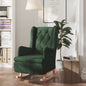 Dark grey velvet rocking armchair with rubber wood legs