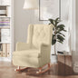 Dark grey velvet rocking armchair with rubber wood legs