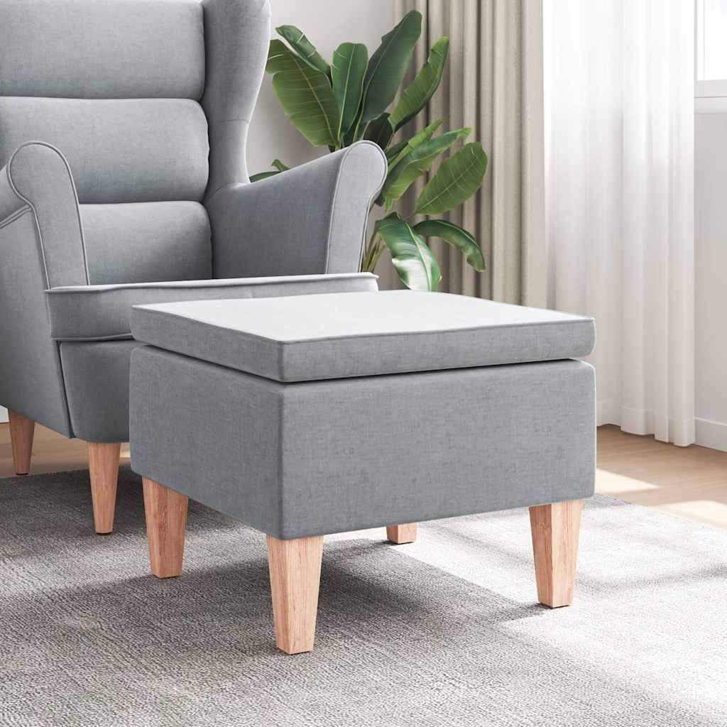Taburete con patas de madera tapizado tejido crema