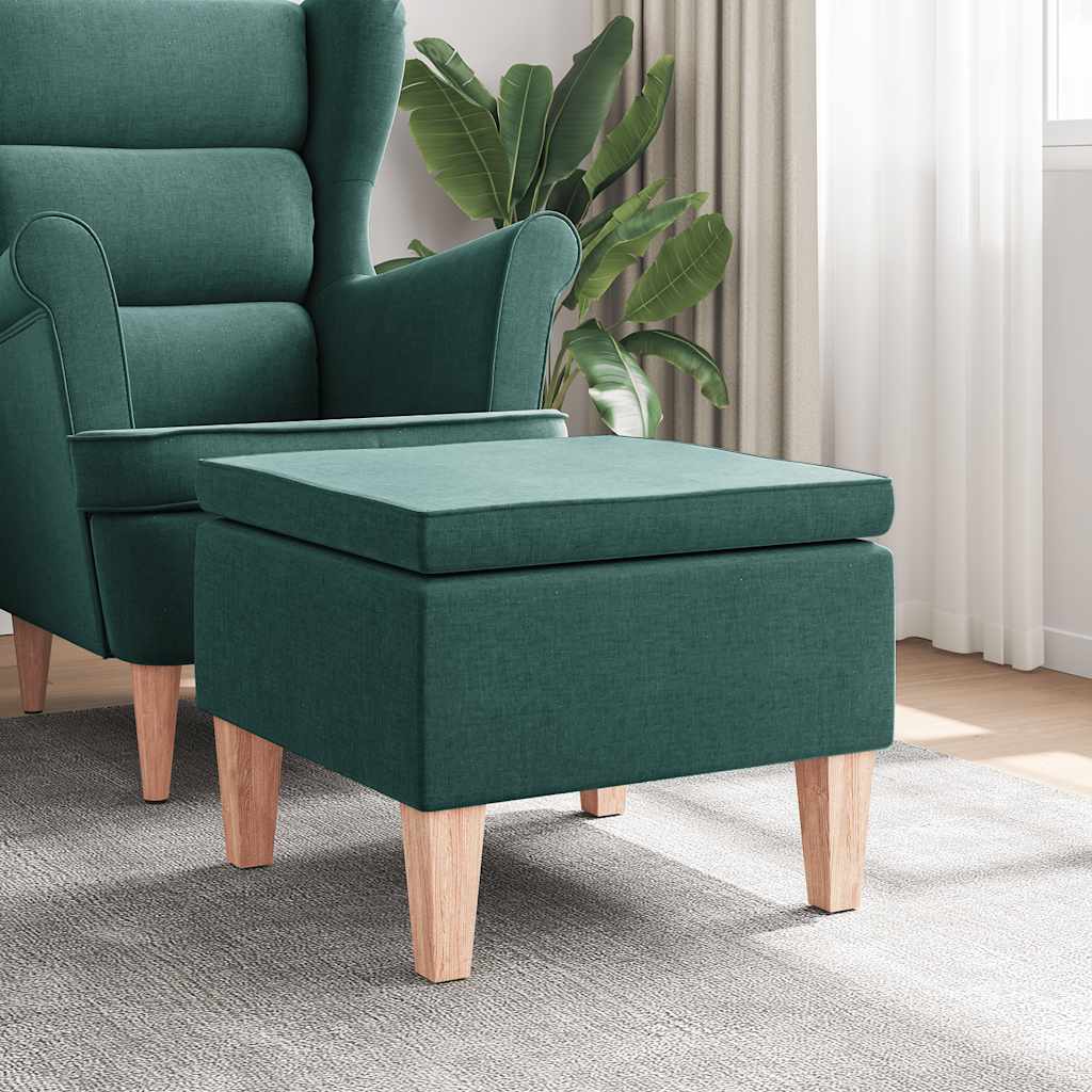 Taburete con patas de madera tapizado tejido crema