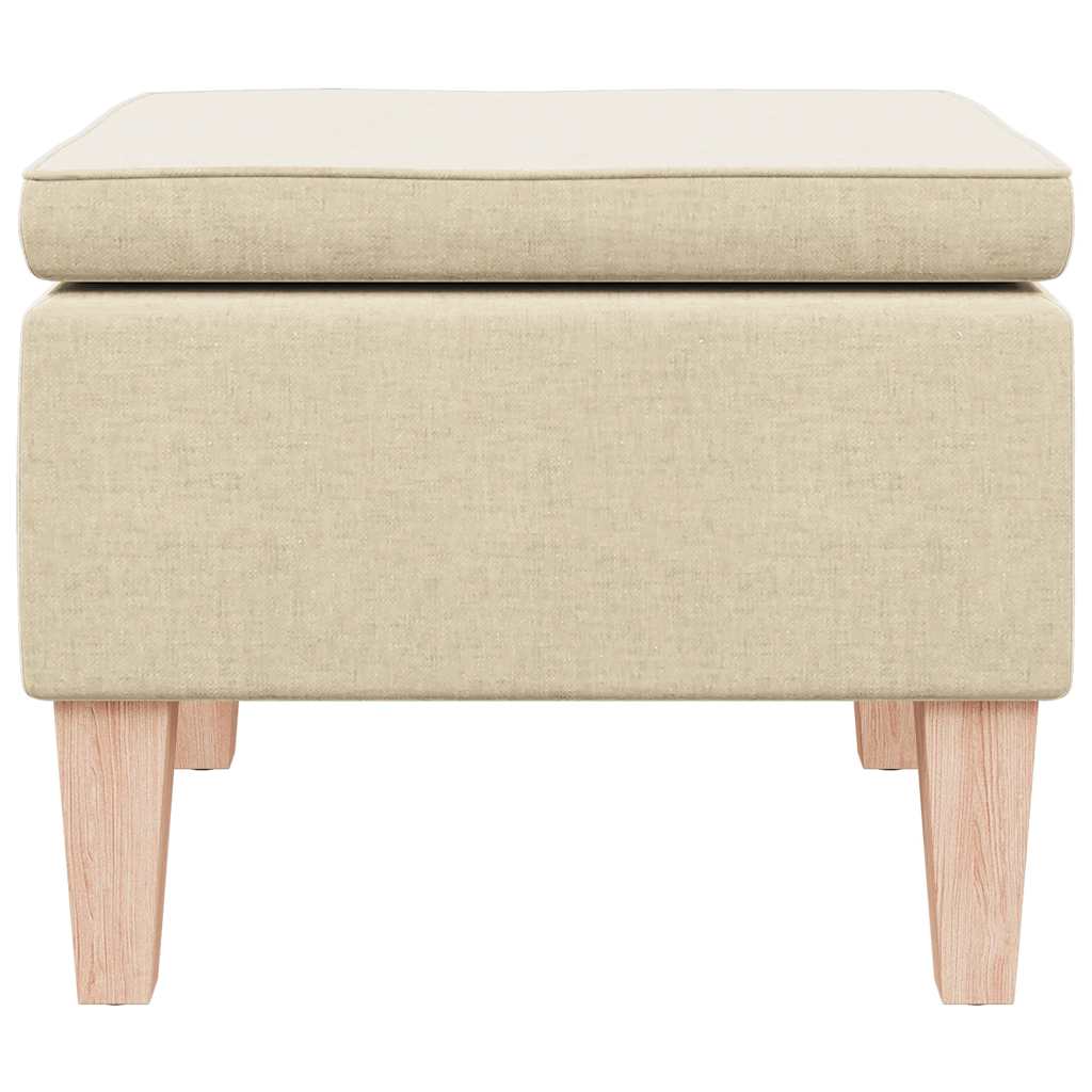 Taburete con patas de madera tapizado tejido crema