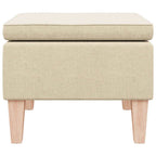 Taburete con patas de madera tapizado tejido crema