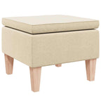 Taburete con patas de madera tapizado tejido crema