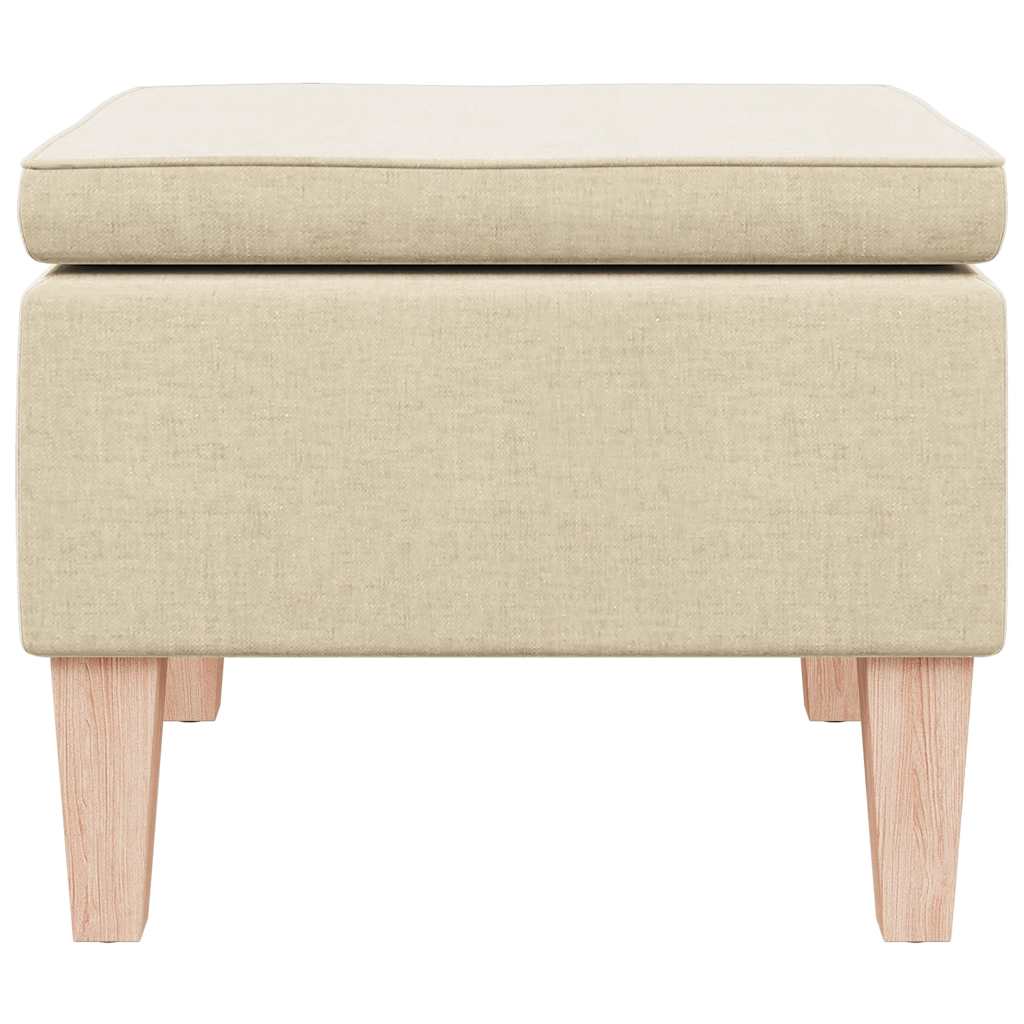 Taburete con patas de madera tapizado tejido crema