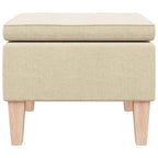 Taburete con patas de madera tapizado tejido crema