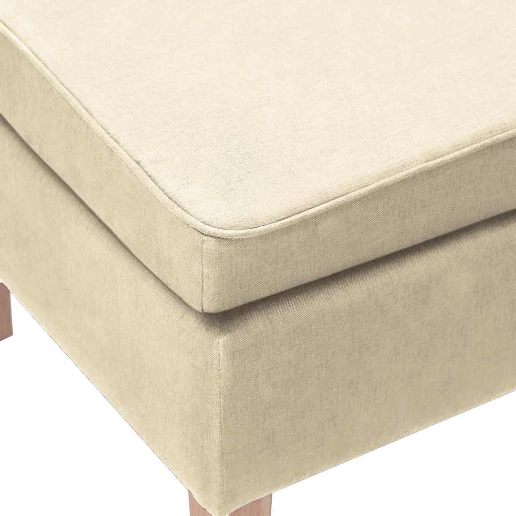 Taburete con patas de madera tapizado tejido crema