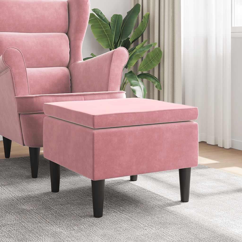 Taburete con patas de madera tapizado tejido crema