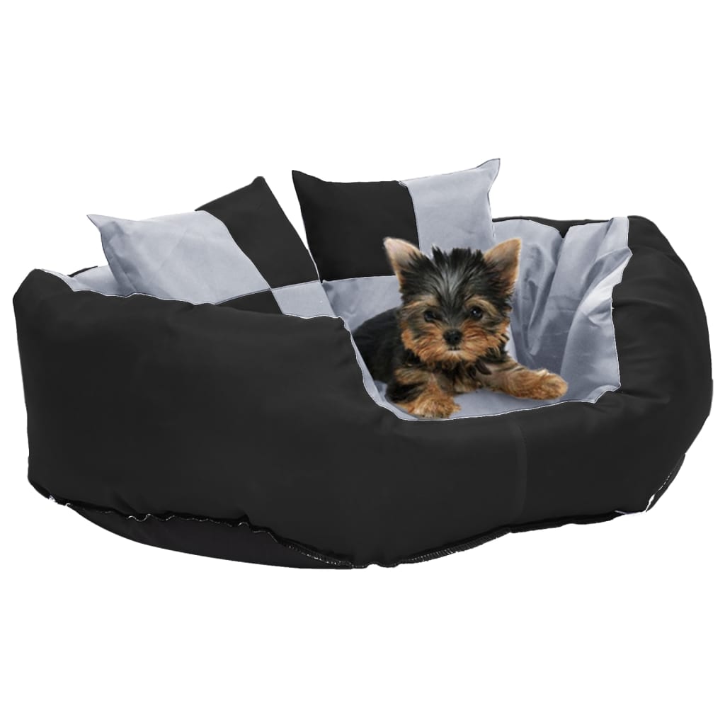 Cojín para perro reversible y lavable gris y negro 150x120x25 cm