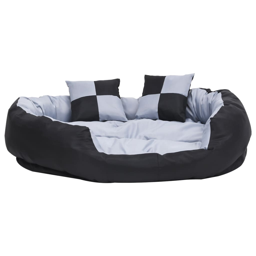 Cojín para perro reversible y lavable gris y negro 110x80x23 cm