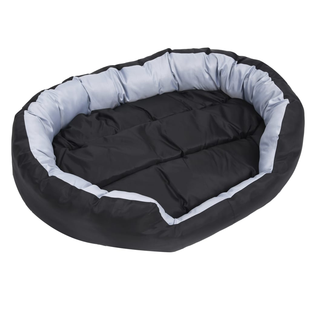 Cojín para perro reversible y lavable gris y negro 110x80x23 cm