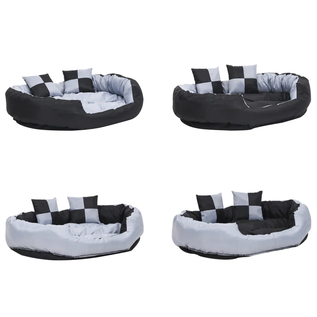 Cojín para perro reversible y lavable gris y negro 110x80x23 cm