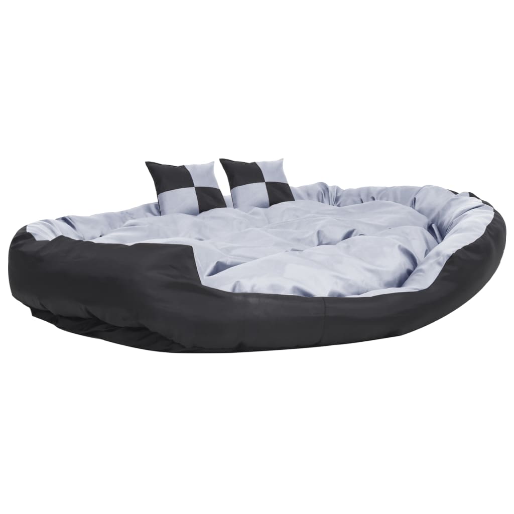 Cojín para perro reversible y lavable gris y negro 150x120x25 cm