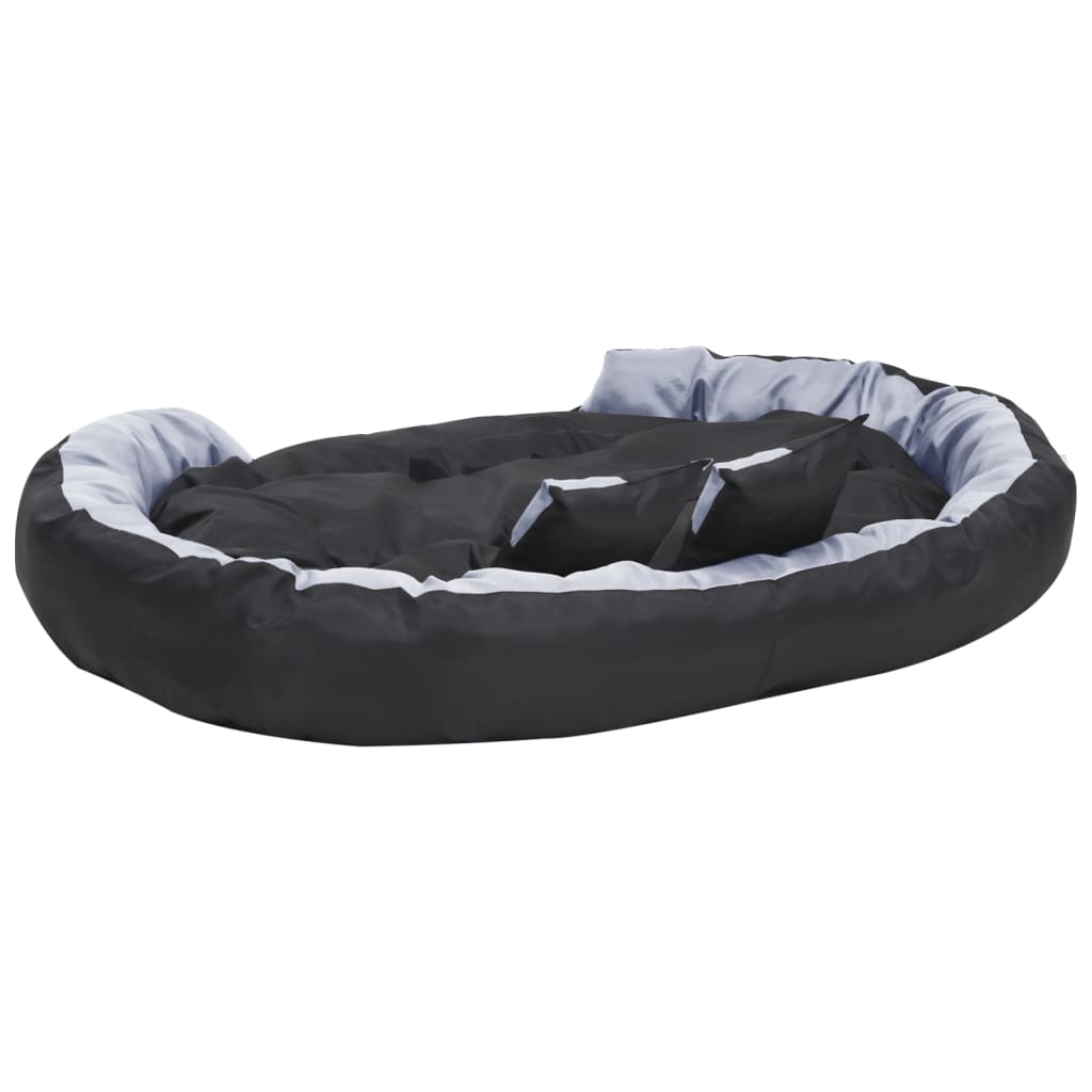 Cojín para perro reversible y lavable gris y negro 150x120x25 cm