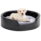 Cama para perros felpa y cuero sintético negra 90x79x20 cm