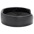 Cama para perros felpa y cuero sintético negra 69x59x19 cm
