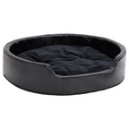 Cama para perros felpa y cuero sintético negra 79x70x19 cm