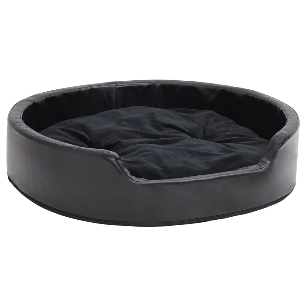 Cama para perros felpa y cuero sintético negra 79x70x19 cm