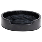 Cama para perros felpa y cuero sintético negra 79x70x19 cm